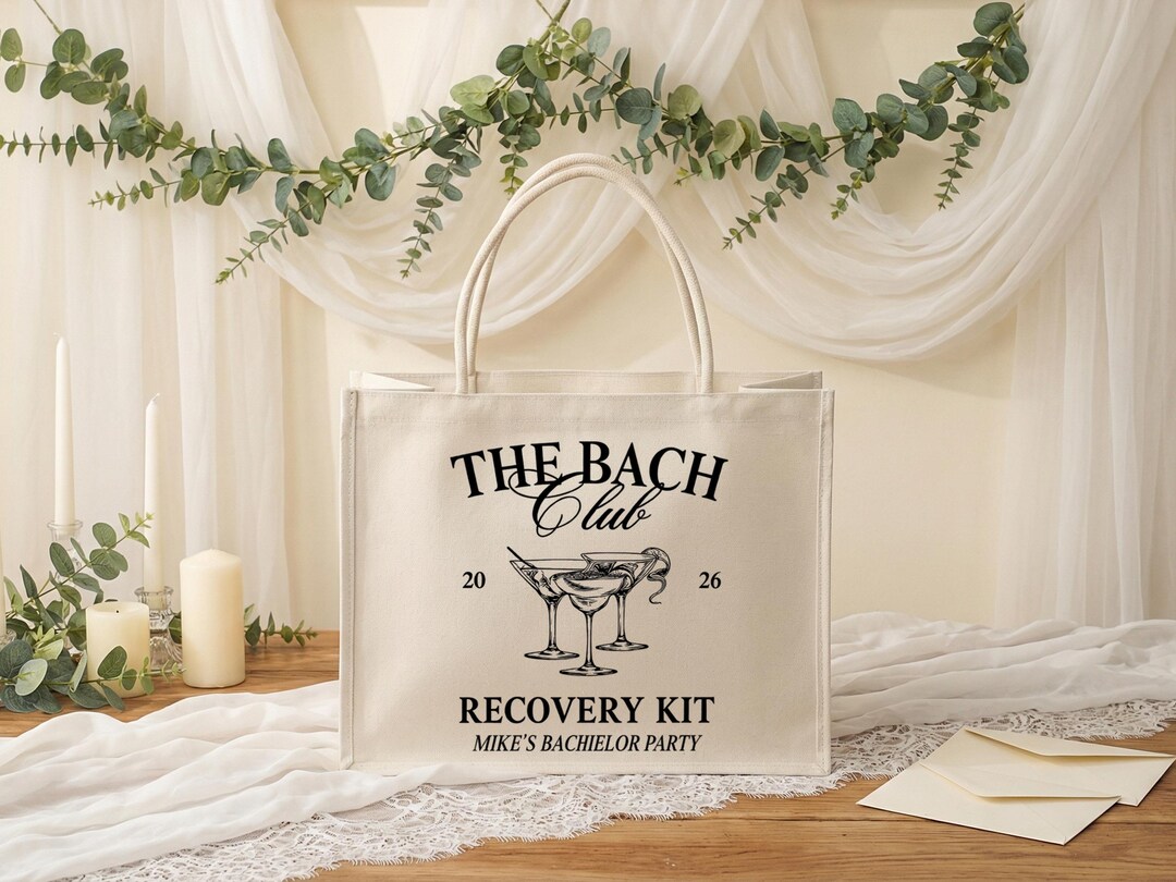 Personalized Bachelorette Tote Bag, Bach Club Recovery Kit Canvas Style ...