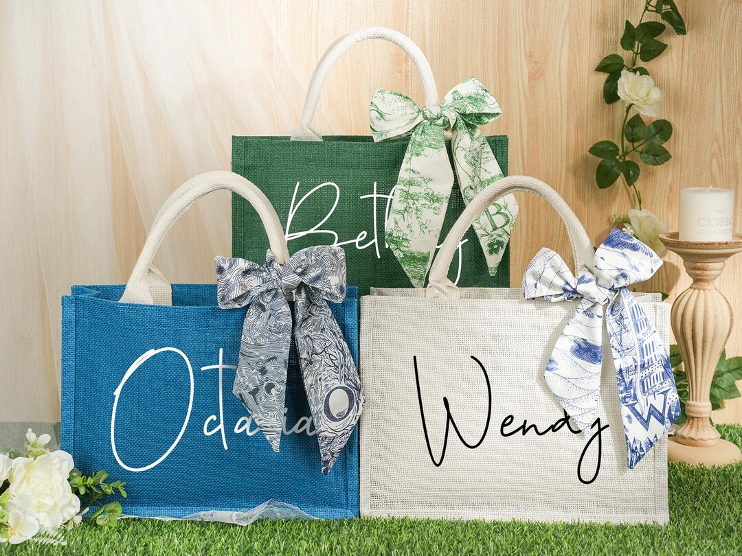 Bridesmaid Burlap Gift Bag, Personalized Bridesmaid Tote Bag ...