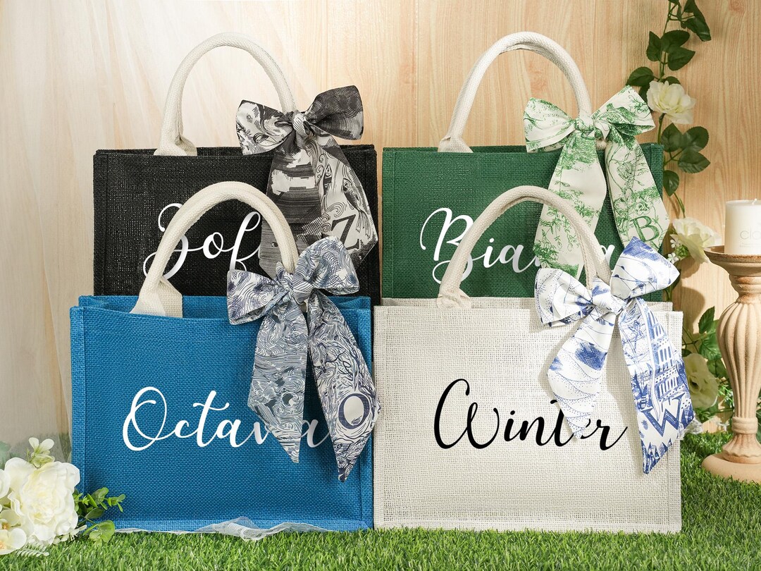 Bridesmaid Gift Bag & Scarf, Personalized Bridesmaid Tote Bag ...