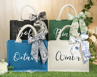Bridesmaid Gift Bag & Scarf, Personalized Bridesmaid Tote Bag, Bridesmaid Gift, Bachelorette Party Favor, Bridal Party Gift, Thank You Bag