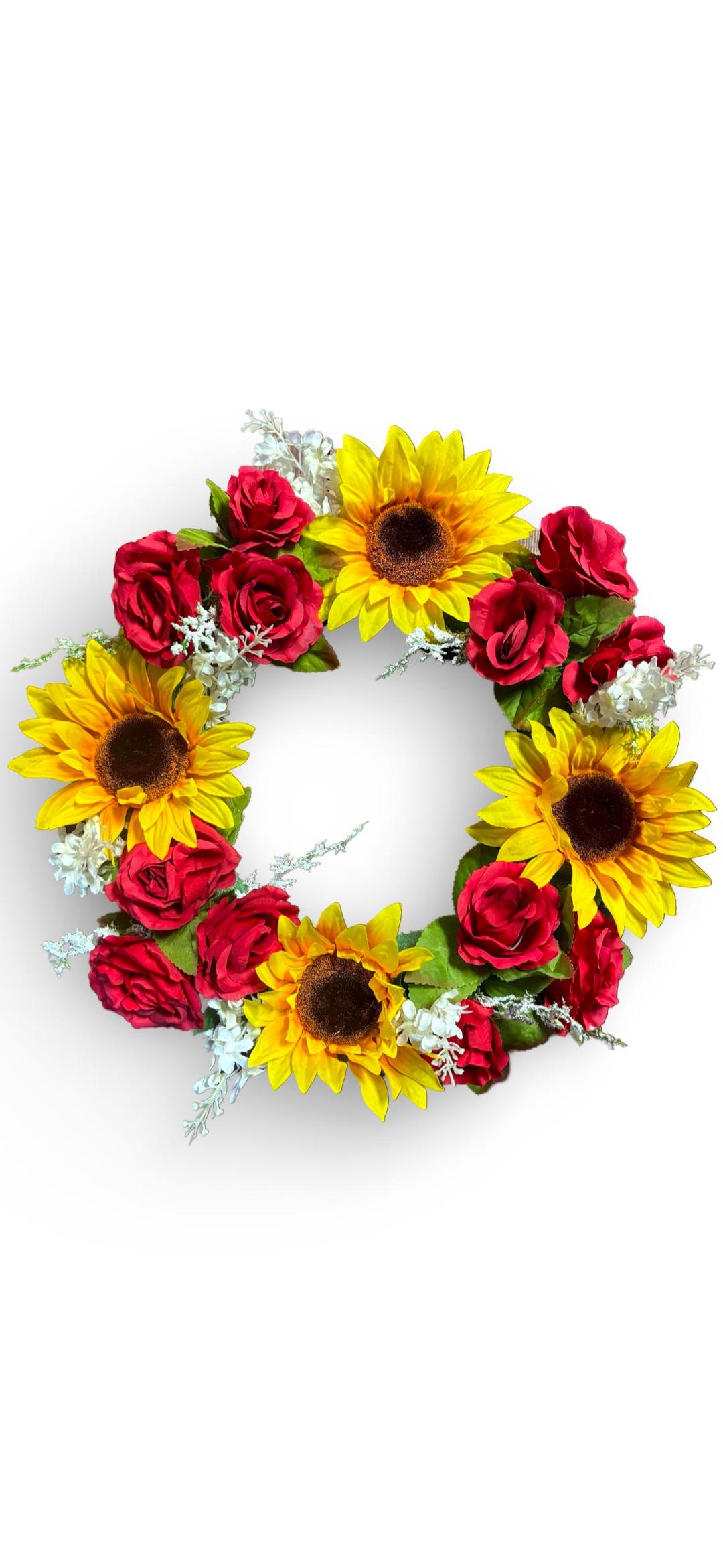 Sunflower & Red Rose Wreath: Front Door or Memorial Decor - Etsy