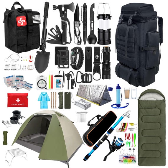 Notfallrucksack, Überlebensset, Wanderrucksack, Fluchtrucksack mit Inhalt, Camping, Outdoorrucksack