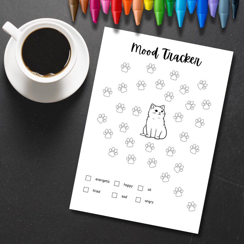 Cat Mood Tracker Printable Journal Page, Cat Bullet Journal Template ...