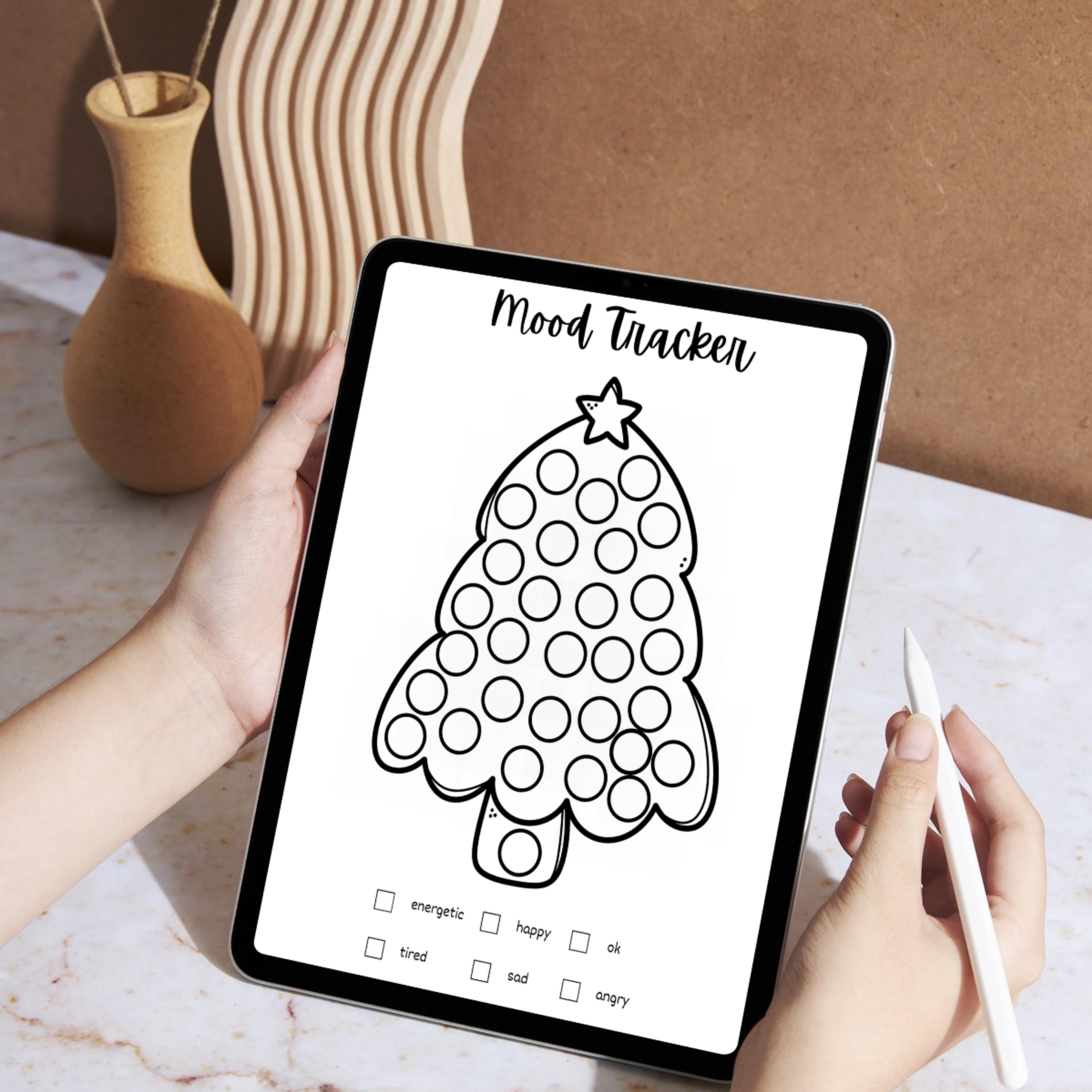 Christmas Tree Mood Tracker Printable | Cozy Holiday Self Care Page ...
