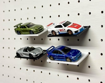 Pegboard Display Shelf for Hot Wheels Cars | Angled 1:64 Diecast Organizer
