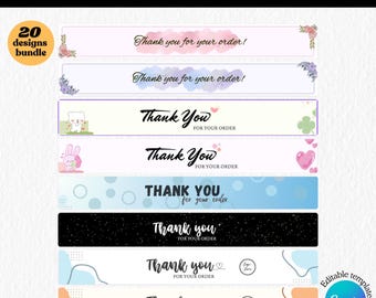 Plantillas de banners de recibos para tiendas Etsy, diseños editables de Canva (760 x 100 px), descarga digital