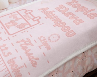 Greek Baby Name Blanket Personalized, Custom Birth Stats Blanket Greek, Yiayia Gift, Greek Baby Shower Gift, Newborn Name Blanket