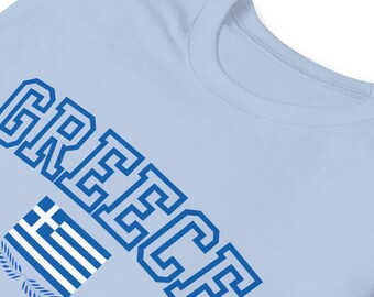 -shirt avec drapeau de la Grèce pour adultes | Chemise à manches courtes élégante Greek Pride | Chemise drapeau national de la Grèce