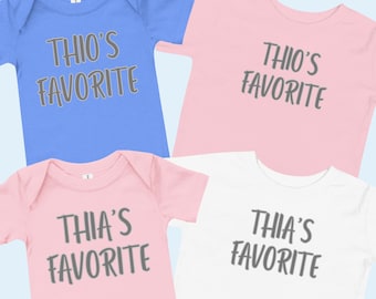 Tante ou t-shirt préféré pour tout-petits ou tante grecque | Cadeau Thia ou Thios | Joli body ou chemise grec pour baby shower