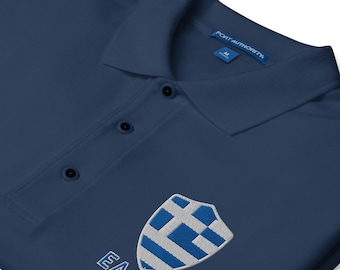 Polo drapeau grec pour homme - T-shirt avec texte grec ΕΛΛΑΣ - Chemise fierté hellénique - Cadeau patrimoine de la Grèce pour lui