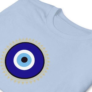 Koszulka Evil Eye – Grecki symbol ochrony, śródziemnomorska koszulka z nadrukiem Good Luck, koszulka z grafiką Boho Spiritual