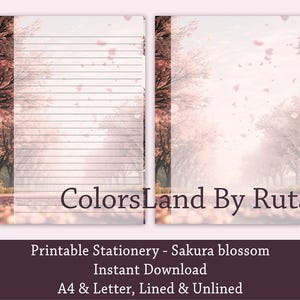 Sakura Blossom Stationery Paper: Lined & Unlined (Digital Download)