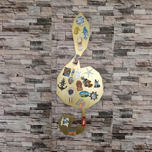 Treble Clef Magnet Display Board | Metal Magnet Board | Wall Mounted Magnetic Board | Modern Fridge Magnet Holder | Travel Souvenir Display