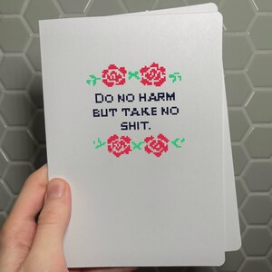Original Karte - Kreuzstich do no harm but take no shit - Lustige Geburtstagskarte für Sie / Ihn - Ich denke an dich Karte - SSC047