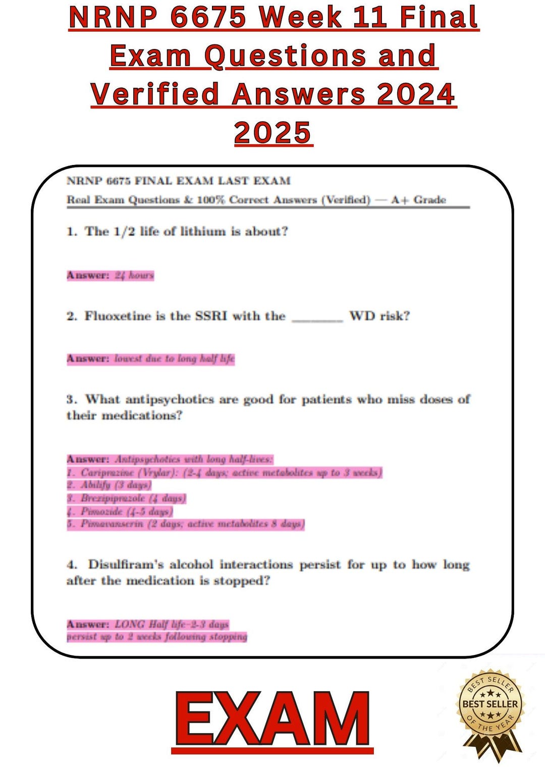 NRNP 6675 Final Exam Questions & Answers (2024/2025) (digital Download ...