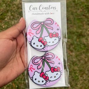Cherry Coquette Car Coasters | Kawaii Coaster | Car accessories | Girly Things | Coaster | Coquette Coasters | Cherries