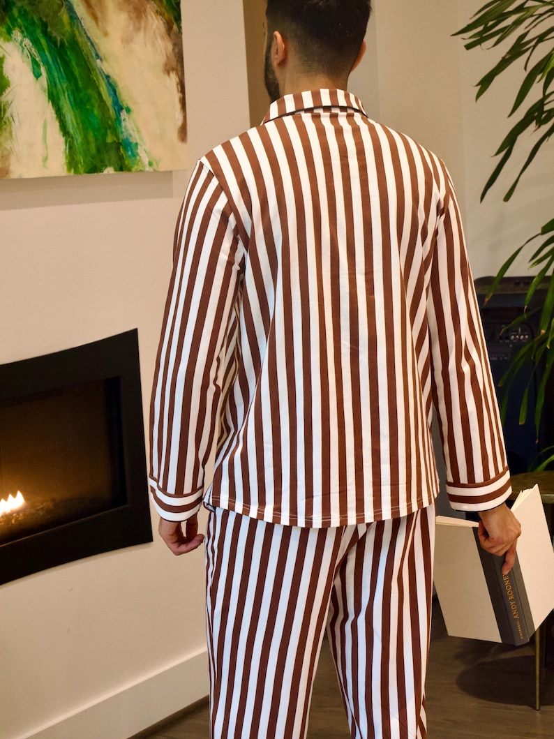 Pijama de rayas para hombre, 95 % algodón turco imagen 7
