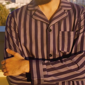 Pijama de rayas para hombre, 95 % algodón turco imagen 4