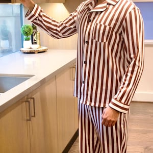 Pijama de rayas para hombre, 95 % algodón turco imagen 6
