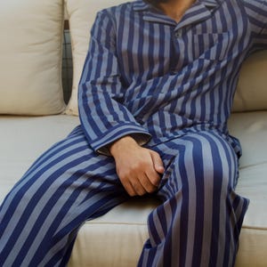 Pijama de rayas para hombre, 95 % algodón turco imagen 2