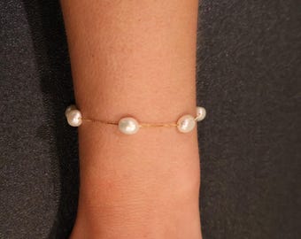 Pulsera de perlas ovaladas