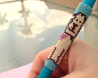 Pen Cover Pattern - Love Pup - Peyote Pattern