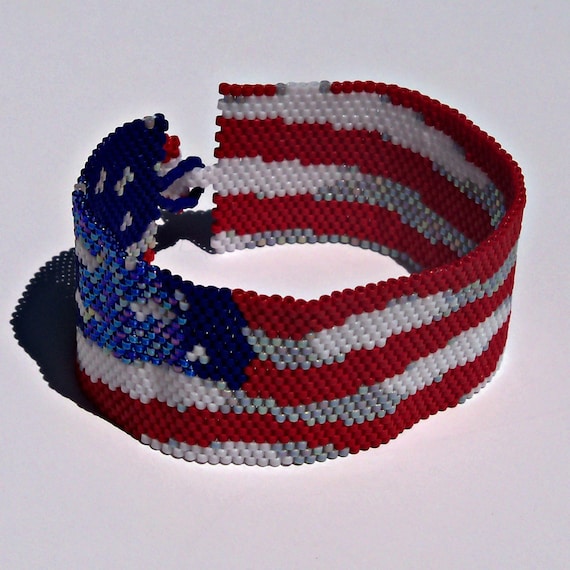 American Flag Bracelet Pattern Peyote Pattern Etsy