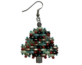 Ach! Weihnachtsbaum Ohrringe oder Anhänger Perlenanleitung