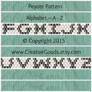 Padrão de alfabeto em ponto peyote de contagem ímpar - Padrão peyote