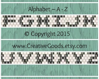 Alphabet-Muster im ungeraden Zählmuster (Odd Count) Peyote Stitch - Peyote Pattern