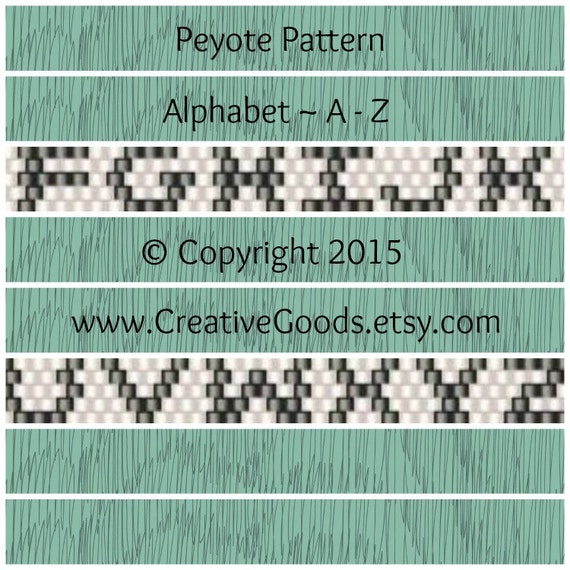 Alphabet Pattern in Odd Count Peyote Stitch Peyote Pattern