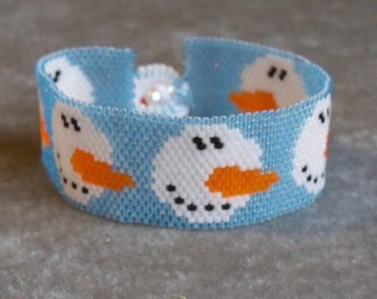 Snowman Face Bracelet Pattern - Peyote Pattern