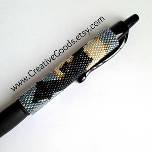 Pen Cover Pattern - Bat Over Moon - Peyote Pattern