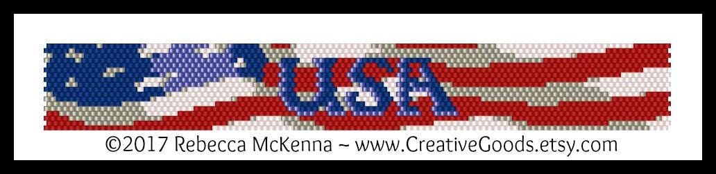 Download American Flag USA Bracelet Pattern Peyote Pattern | Etsy