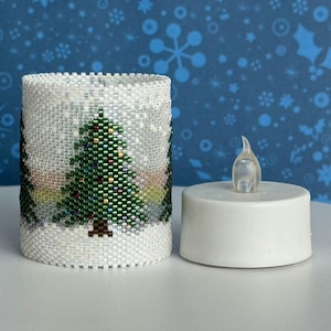 Candle Cover Pattern - Quiet Christmas - Peyote Pattern - Tubular Peyote Beading Pattern