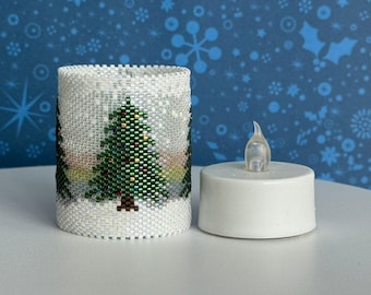 Kerzenbezug Muster - Quiet Christmas - Peyote Muster - Tulip Peyote Perlenmuster