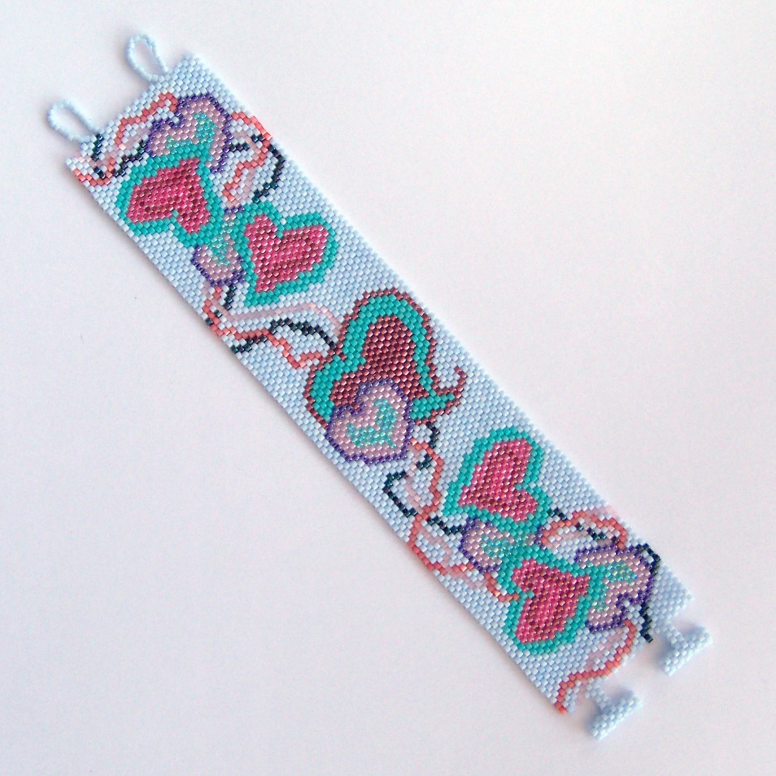 Hearts on a String Bracelet Pattern Peyote Pattern Etsy