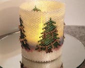 Candle Cover Pattern - Quiet Christmas - Peyote Pattern - Tubular Peyote Beading Pattern