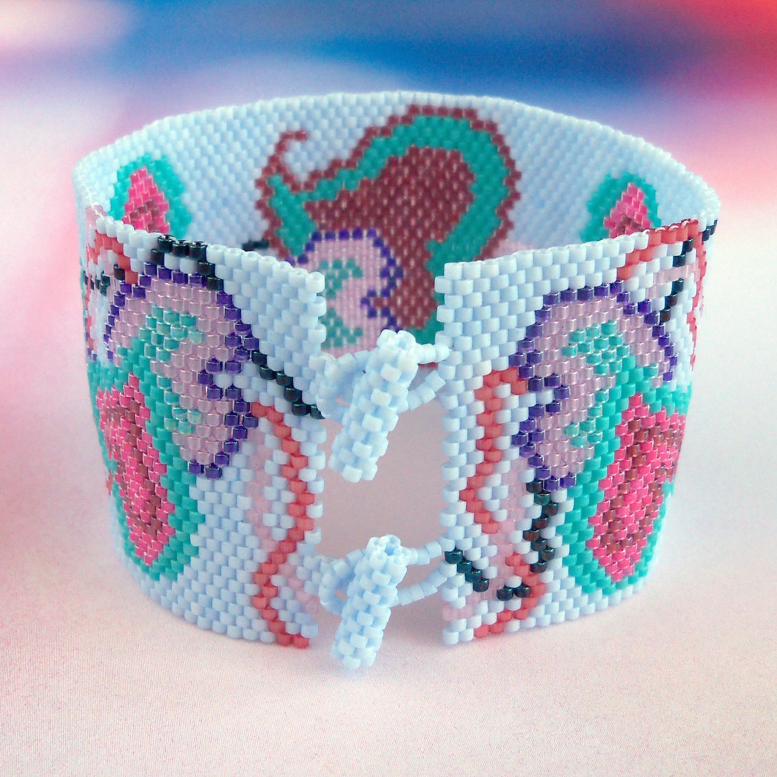 Hearts on a String Bracelet Pattern Peyote Pattern Etsy