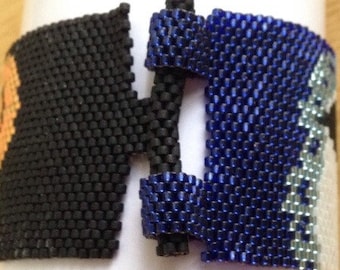 Patroon met kralensluiting - Peyote-schakelaar en patroon met dubbele lussluiting