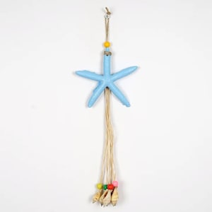 Decoração de porta colorida feita à mão com estrelas do mar e conchas de caracol | Decoração de parede de jardim exclusiva | Decoração de casa de praia e presente do mar