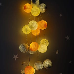 Luzes de fada, luzes de bola de algodão, luz noturna, operadas por bateria, luzes de corda coloridas 20 bolas de 3 metros