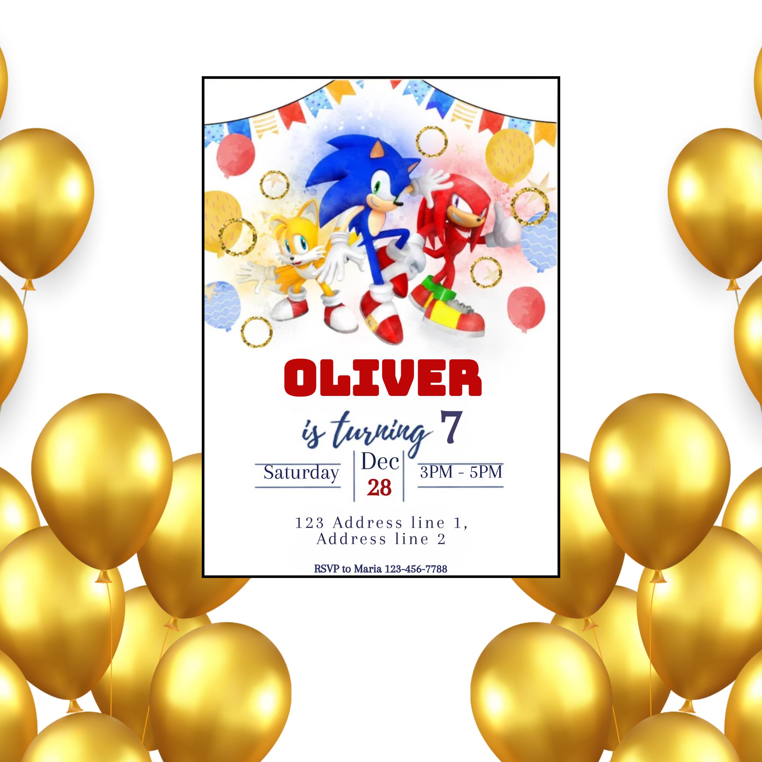 Sonic Printable Birthday Invitation, Digital Birthday Invitation ...