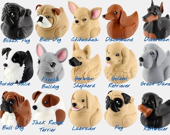 2 Pieces - 3D Printed Dog Duck Figurines – Choose Your Breed Desk Decor