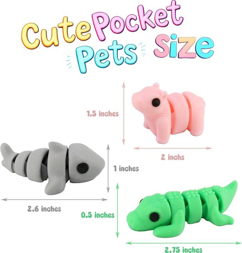 35 Pcs 3D Printed Animals Set, 2 Inches Mini 3D Printed Animals, Pocket ...