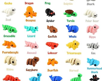 35 Pcs 3D Printed Animals Set, 2 inches Mini 3D Printed Animals, Pocket Pets Animal Figurine Toys, Fidget Toy for Desk Decoration