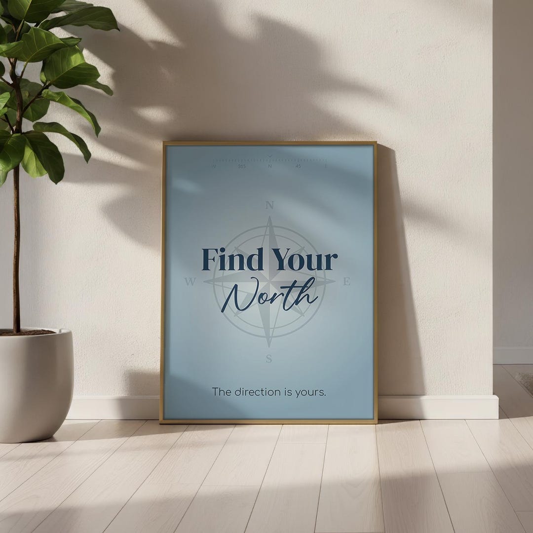 Find Your North Wall Art – Compass Quote Print, Motivational Direction ...