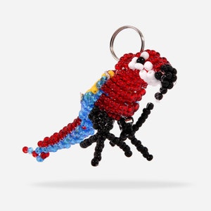 Handcrafted Parrot Beads Keychain: Tropical Bird Lover Gift