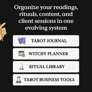 Tarot journal Notion template for tarot readers, witchy planner, ritual library, tarot business tools workspace digital download