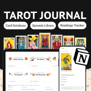 Tarot Journal, Notion Tarot Template | Spiritual Planner, Grimoire, Taror Workbook, Witchy planner 2025, Tarot Spreads, Daily reading, ADHD